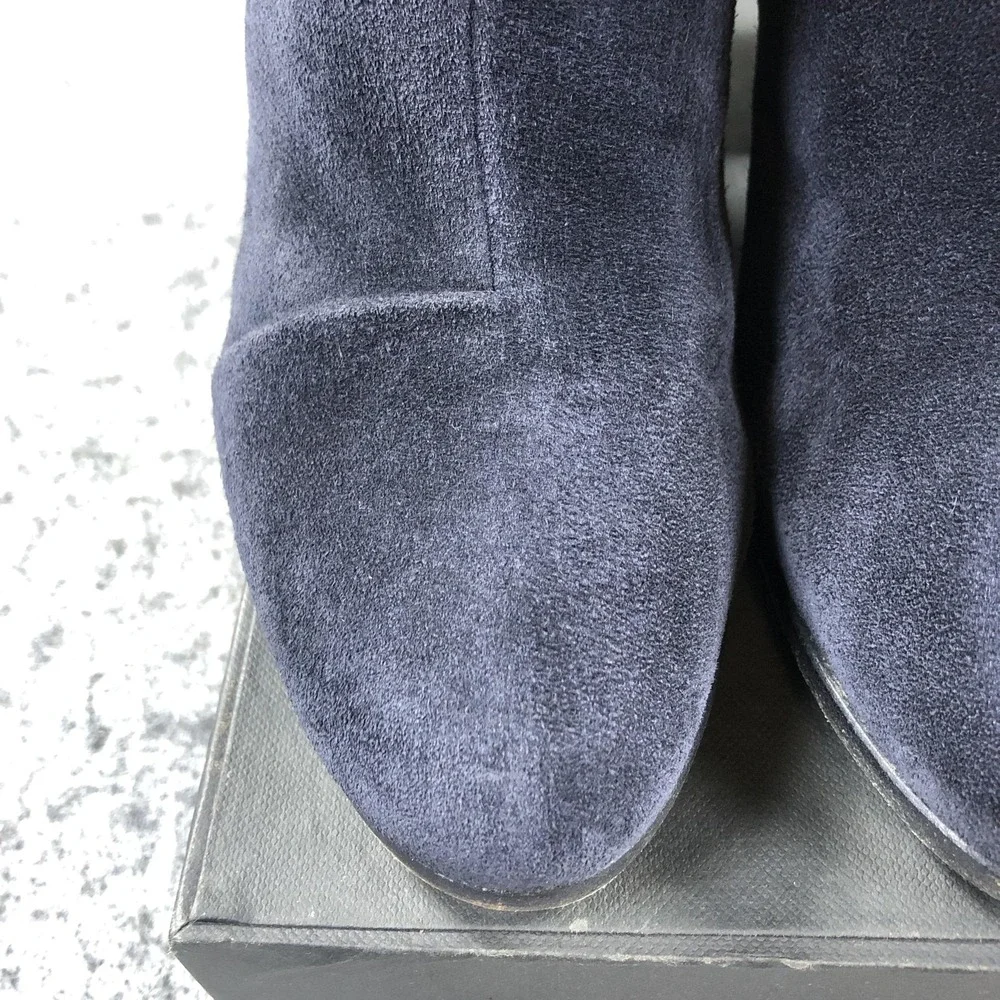 Rag & Bone Newbury 2.0 Boots Womens 9 Navy Suede Ankle Zip Block Heel Casual